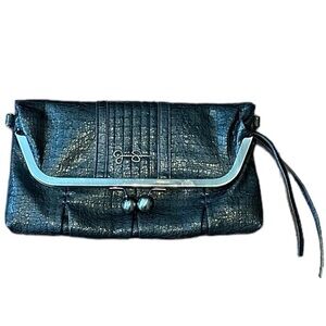 Jessica Simpson set Clutch, Bag, key chain & credit card holder Black w/ silver